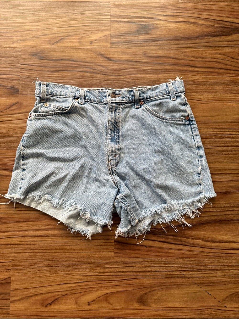 Levi's Light Wash Distressed Denim Shorts